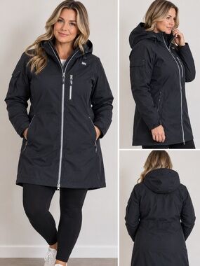 Helly Hansen Black Long Hooded Jacket XL – Women’s